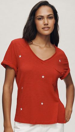 Pilcro The Quinn Short-Sleeve V-Neck Tee by Pilcro