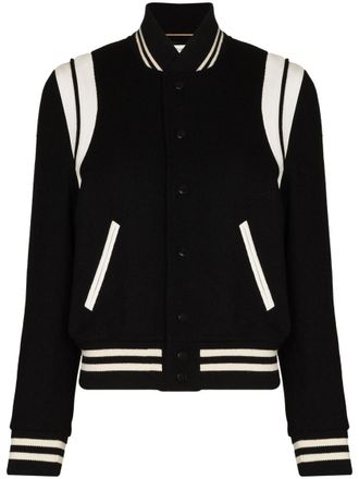 Saint Laurent Black Two-Tone Varsity Jacket