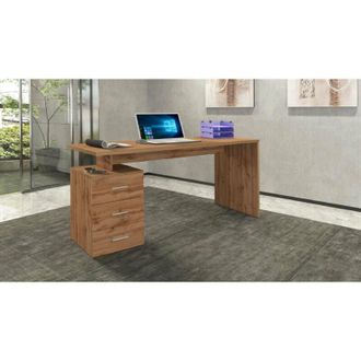 Dmora Scrivania Abisse, Scrittoio lineare, Scrivania ufficio multiuso, Scrivania salvaspazio multi posizione, 160x60h75 cm, Rovere - Dmora