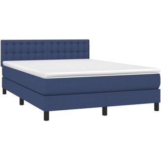 vidaXL Cama Box Spring Con Colch&oacute;n Tela Azul 140x190 Cm Vidaxl