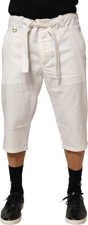 Dolce & Gabbana White Cotton Stretch Cropped Trouser Mens Pants