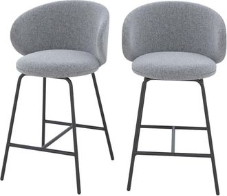 Rendez-Vous D&eacute;co Rendez-vous D&eacute;co - Set De 2 Sillas Para Isla Central En Tela Gris Oscuro 68 Cm - C&eacute;cilia