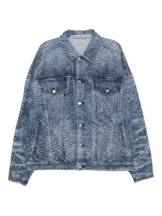Alexander Wang marker-print denim jacket - men - Cotton - M - Blue