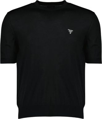 Prada Rondgebreide kleding - Heren - Ronde hals truien - Zwart - S - Wol - Truien & Vesten