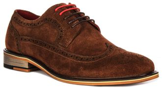 Justinreess England Robin Mens Suede Leather Lace Up Brogue Oxford Shoes, Classic Design with Durable Sole (Brown, UK 13)