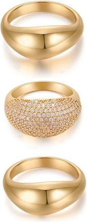 Ettika Timeless Glamour Set of 3 Rings in Gold at Nordstrom, Size 9