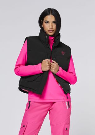 Chiemsee Fleeceweste CHIEMSEE BLACK BEAUTY, Damen, Gr. XL, schwarz (schwarz beauty), Obermaterial: 100% Polyester, Westen Fleeceweste