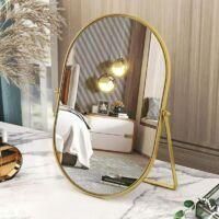 OEM Espejo De Maquillaje Ovalado Dorado Con Marco De Metal - Port&aacute;til, De Una Sola Cara, Ajustable - Para Tocador, C&oacute;moda, Sala De Estar, Dormitorio, Ofic