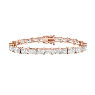 Diana M. Jewels 14kt Rose Gold 35.00cts Lab Grown East-West Radiant Diamond Tennis Bracelet