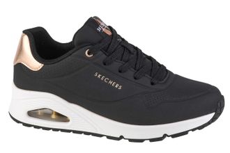 Skechers Womens Uno Golden Air Trainers, Black Durabuck/Mesh Trim, 2 UK