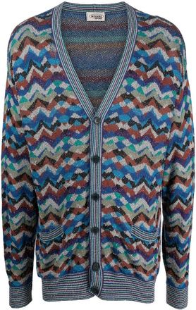 Missoni 1990s zigzag knit cardigan - men - Cotton/Viscose/Nylon - 48 - Blue
