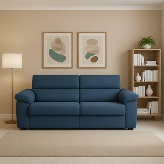 Dmora Sof&aacute; Fijo 2 Plazas Pisogne, Desenfundable, Hidr&oacute;fugo Made In Italy, Lavable, 185x95x100h Cm Azul
