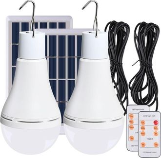 OEM Bombilla Solar Para Exterior E Interior, 2 Unidades, L&aacute;mpara Colgante Con Panel Solar, Sensor De Anochecer Y Amanecer, Recargable Por Usb, Port&aacute;til, P