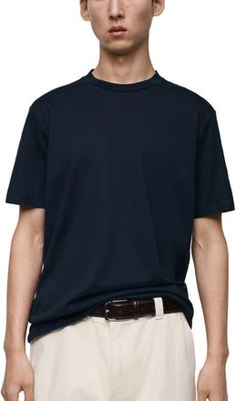 Mango Regular Fit Cotton T-Shirt in Navy at Nordstrom, Size X-Small
