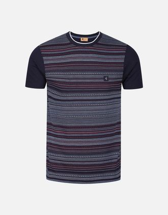 Gabicci Vintage 1973 Mens Burbeck Short Sleeve AOP T-Shirt | Navy - Blue - Size: 38
