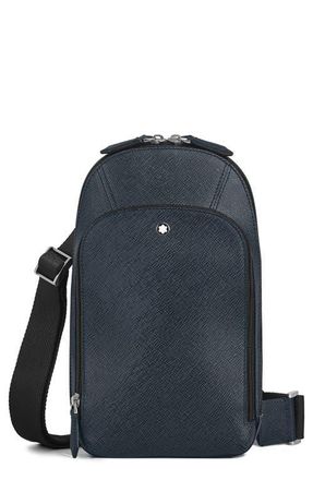 Montblanc Sartorial Convertible Leather Sling Bag in Tweed Blue at Nordstrom