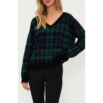 Beach Riot Joey V-Neck Sweater in Wintergreen Plaid at Nordstrom Rack, Size X-Small