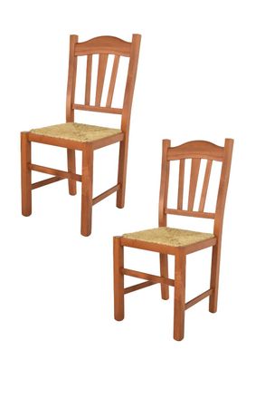 Tommychairs Tommychairs 2 Sillas Silvana En Haya Color Cerezo Y Asiento De Paja