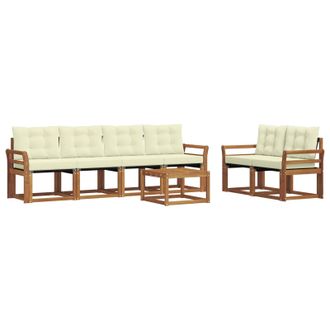 vidaXL Conjunto De Sof&aacute;s De Exterior Con Coj&iacute;n 7 Pcs Natural Y Crema Vidaxl