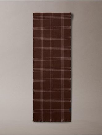 Calvin Klein Mens Plaid Yarn-Dyed Scarf - Brown