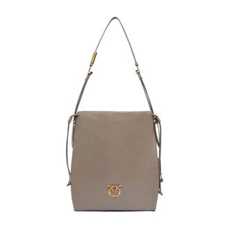 Pinko Love Birds Schoudertas in Grijs - Dames - Schoudertassen - Grijs - ONE Size - Leer - Tassen