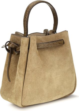 Tory Burch Womens Bucket Bag Romy Suede Stone