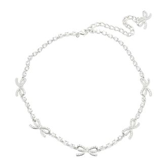 Self Portrait Necklaces, female, Gray, Size: ONE SIZE Crystal Bow Necklace