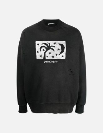 Palm Angels Mens Palm Angels Nightsky Design Black Sweatshirt - Size: 40