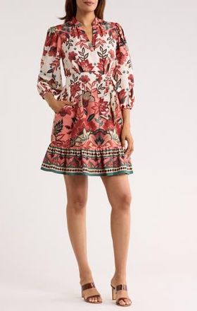 Vince Camuto Floral Balloon Sleeve Shift Dress in Coral at Nordstrom Rack, Size 14