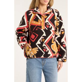 Wrangler Retro Punchy Half Snap Faux Shearling Pullover in Pink/black at Nordstrom Rack, Size X-Large