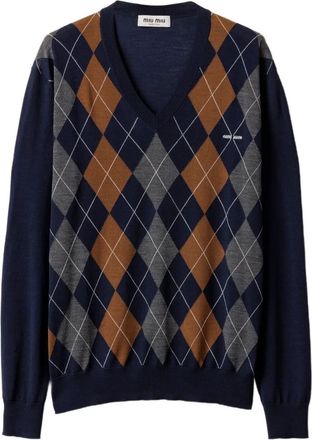 Miu Miu Argyle V-Neck