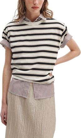 Rag & Bone Kelly Stripe Boxy T-Shirt in Cream Multi at Nordstrom, Size X-Large