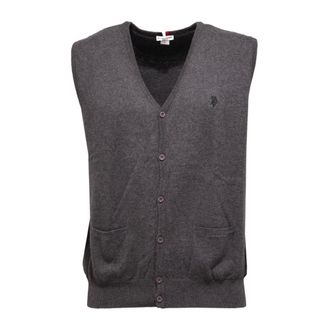 U.S.Polo Association U.S. Polo Assn., Sleeveless Jumpers, male, Gray, XL, Grey Sleeveless Cardigan Cashmere Blend