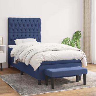 vidaXL Vidaxl - Cama Box Spring Con Colch&oacute;n Tela Azul 90x190 Cm