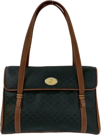 Gucci Black Brown Leather Pvc Handbag Tote Bag (Pre-Owned)