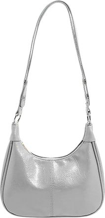 Generic Stylish Retro Women Shoulder Bag PU Leather Small Tote Handbag Purse For Daily Use And Commuting (Grey, 25cm)