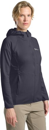 Jack Wolfskin Kapuzenfleecejacke JACK WOLFSKIN KOLBENBERG HOODED FZ W, Damen, Gr. XS, grau (graphite), Obermaterial: 92% Polyester, 8% Elasthan, Jacken Kapuzenfleec