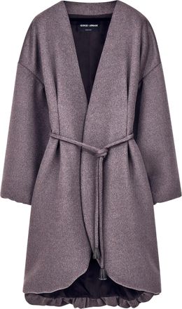 Giorgio Armani Relaxed Open-Front Belted Peacoat
