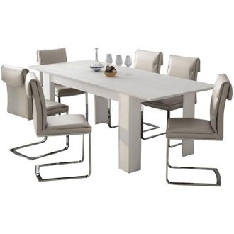 Dmora Tavolo Allungabile Campora, Allungabile, Meccanismo Estensione Allunga Centrale, Lunghezza Massima 220 cm, 220x90x75h cm Bianco