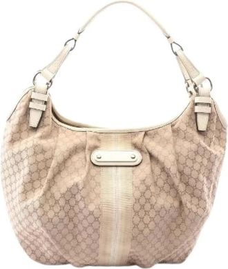 Celine Pre-owned Macadam Canvas Leather Schoudertas - Dames - Vintage Schoudertas - Beige - ONE Size - Leer - Vintage