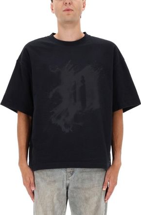 Purple Loose-Fit Black T-Shirt With Glossy Abstract Design