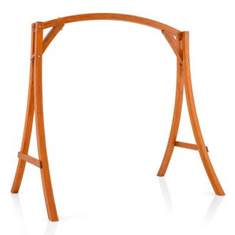 Costway Costway Wood Swing Frame A-Shaped Heavy-Duty Swing Stand 300 kg Capacity Backyard Garden Patio in Brown