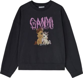 Ganni graphic-print sweatshirt - women - Fabric - S - Grey