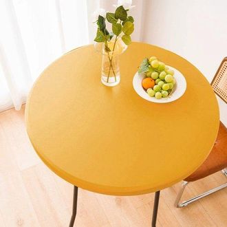 OEM 1 Funda Redonda Impermeable Para Mesas Auxiliares De Exterior - Mantel De Vinilo Para Comedor De Patio - 60 Cm - Amarillo Dorado