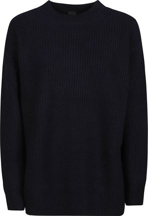 Pinko Ribbed Knit Black Sweater with Classic Round Neckline