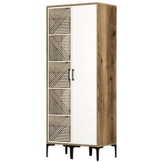 Dmora Armario 2 puertas Dbenkovi, Muebles de dormitorio, Vestidor, Armario de ropa, 80x201h48 cm, Nogal y Blanco - Dmora