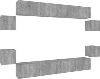 vidaXL Vidaxl - Set De Muebles Para Tv 8 Pzas Madera Contrachapada Gris Sonoma