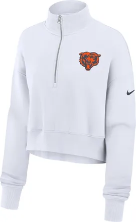Nike Chicago Bears Primetime Phoenix Nike Womens NFL Oversized Cropped 1/4-Zip Crew in White | 01N910A7Q-LCD