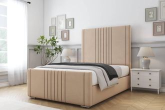 Comfort Beds Royal Plush Bed Frame With Mattress-50 Upholstered in Stone | Size: Single