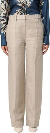 Brunello Cucinelli Pantaloni in lino Monili - - Trousers - Donna - Beige - XS
